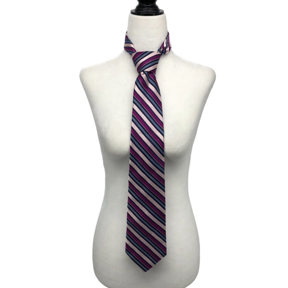 Michael Michael Kors Purple & Pink Multicolor Striped Silk Tie
